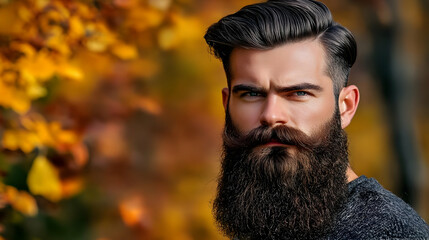 Portrait of a Man with a Long Beard in Autumn