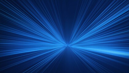Fototapeta premium Digital image of light rays, stripes lines with blue light, speed and motion blur over dark blue background 