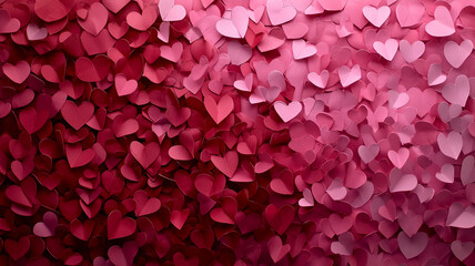 Colorful paper hearts create a vibrant backdrop for Valentine's Day celebrations