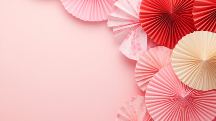 Colorful paper decorations create a festive atmosphere for Valentine's Day celebrations