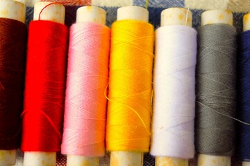 Colorful sewing machine threads