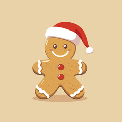 Gingerbread man wearing a Santa hat