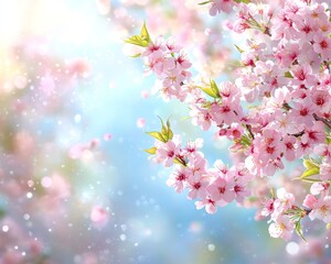 Obraz premium Create a Vibrant Spring-Themed Background with Colorful Flowers, Greenery, and Bright Skies for a Fresh Seasonal Look in Designs and Projects