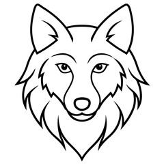 Wolf head vector line art illustration