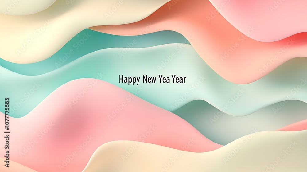 Poster soft abstract gradient background in pastel colors including peach and mint green shades with a subt