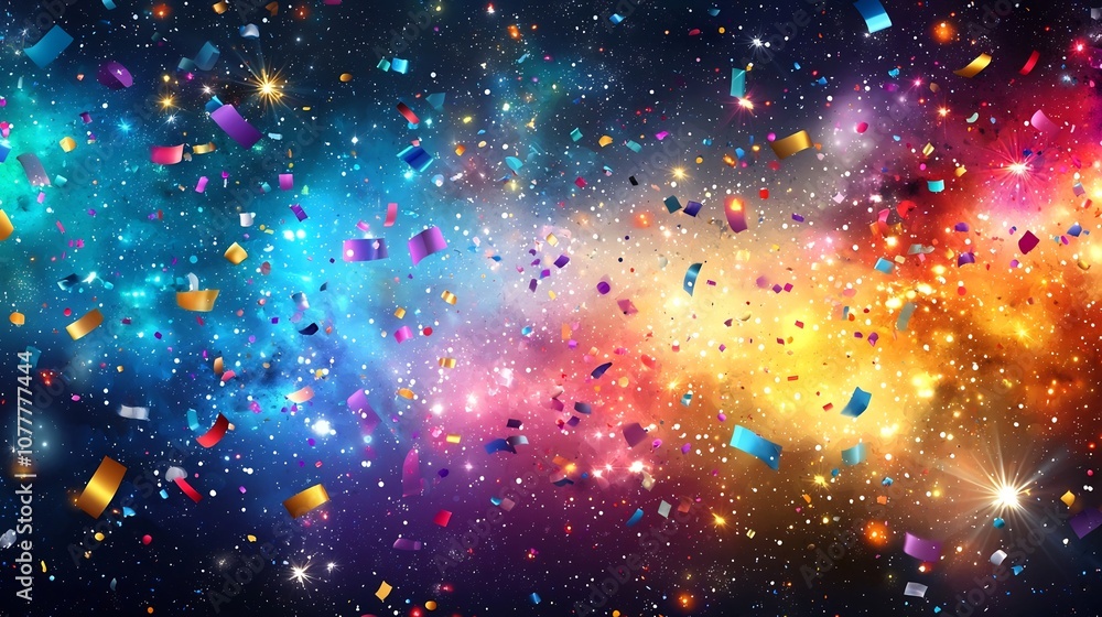 Poster vibrant confetti explosion festive new year s background celebrating the joyful arrival of the new y