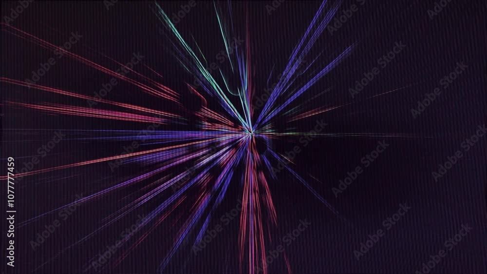 Poster colorful light rays animation with flickering effects