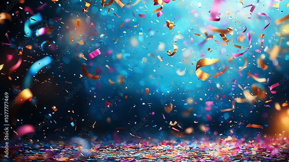 Poster vibrant confetti explosion celebrating the new year with joyful festive background digital art compo