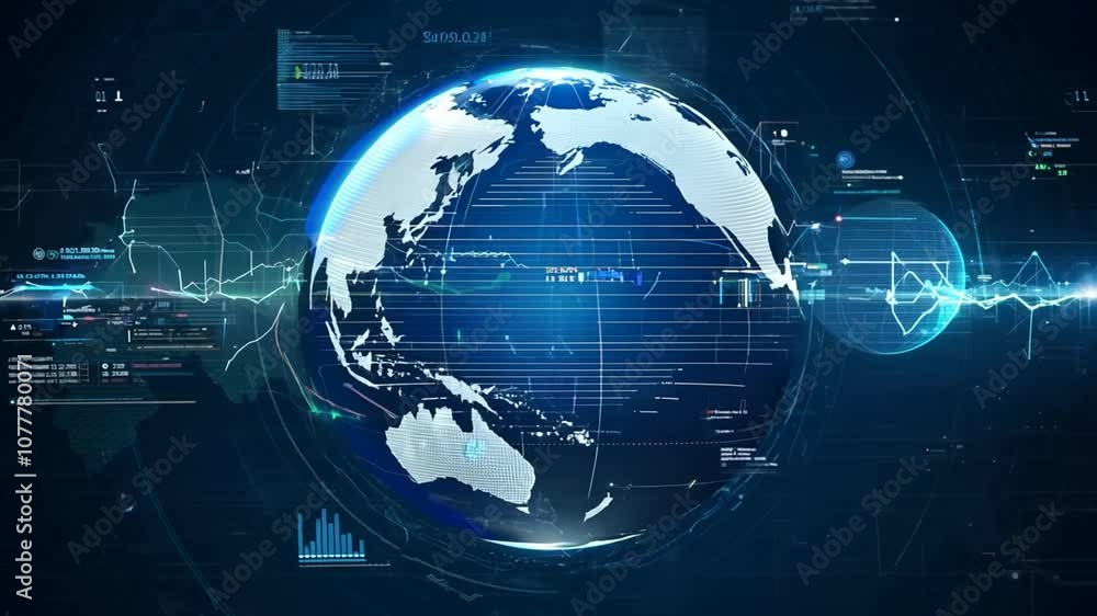 Poster digital visualization of global connectivity and modern networking generative ai