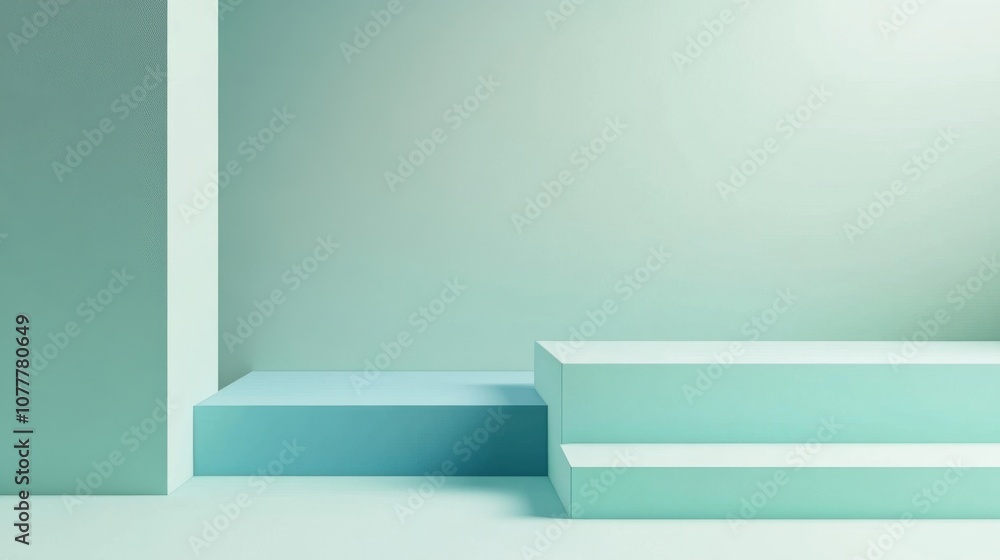 Poster tranquil tech vibes - minimal gradient background in soothing green and soft blue