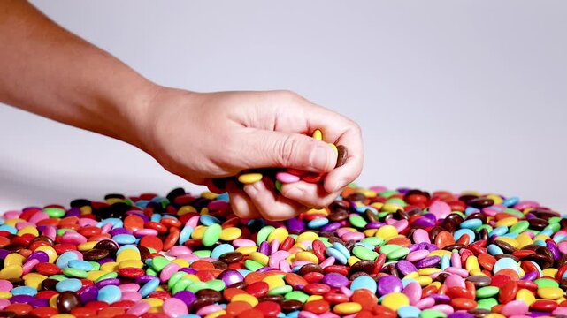 Sorting Colorful Candy by Hand