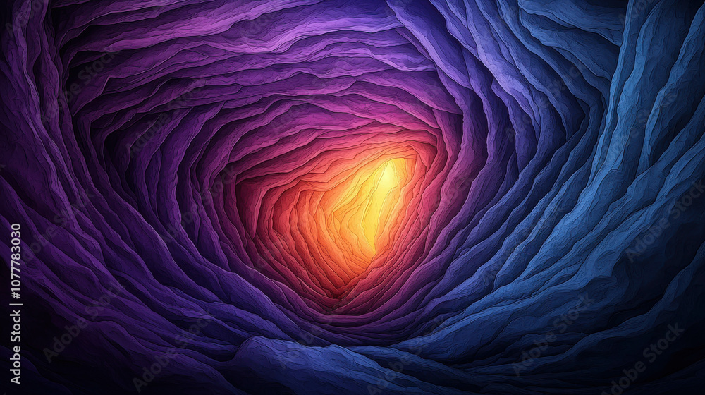 Aufkleber abstract illustration of a vibrant vortex with swirling colors that transition from deep purple to w