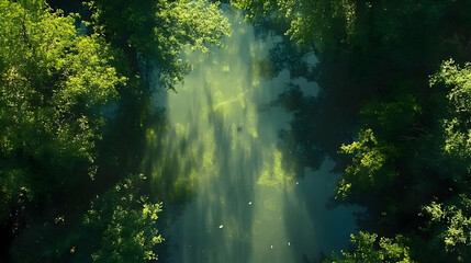 Aerial View of a River Through a Forest - Photo