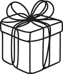 continuous one line art hand drawn of gift box icon vector art illustration