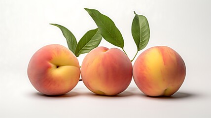 Peachs fruit on white background