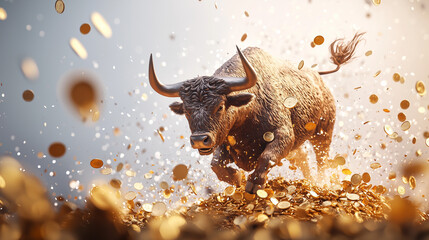 Obraz premium Charging Bull, Financial Success 