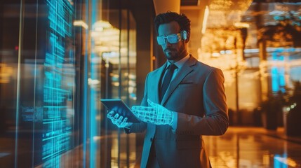 Obraz premium Man In Futuristic Environment
