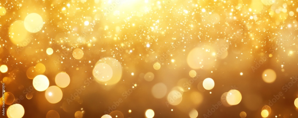 Poster golden bokeh background with sparkling lights