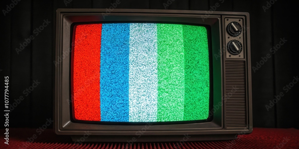 Poster pixelated memories a fuzzy grainy screen displays a white noise pattern contrasting with bold horizo