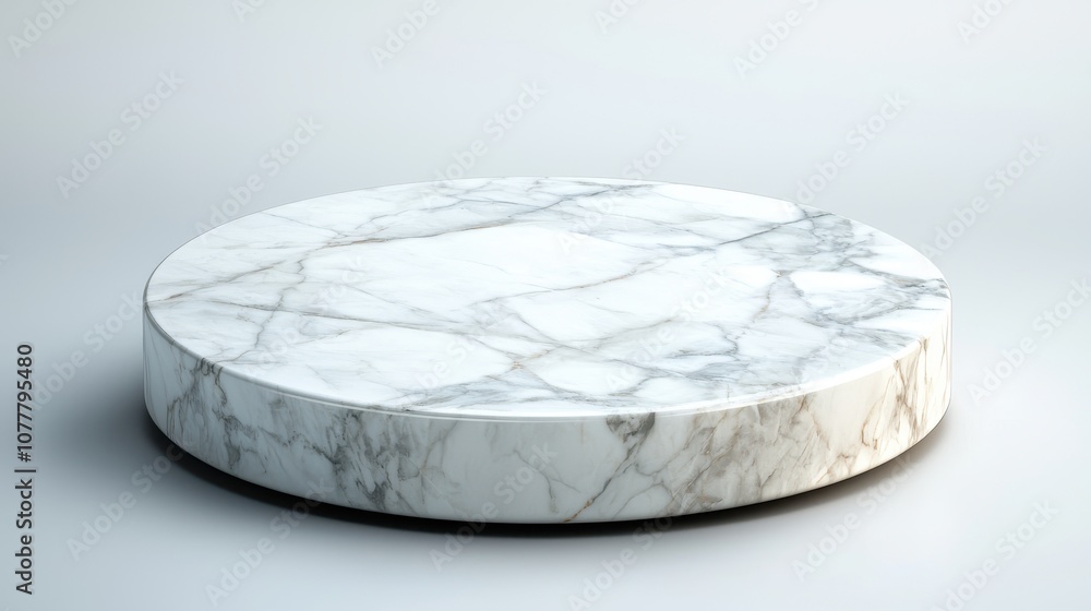 Poster circular marble pedestal on a soft gradient background for product display.