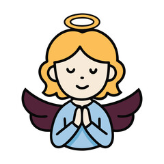 A serene angel figure in prayer, with soft, flowing wings and a peaceful expression. The logo symbolizes hope, spirituality, and divine protection. Elegant and calming design.