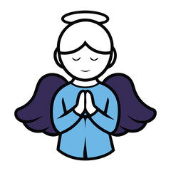 A serene angel figure in prayer, with soft, flowing wings and a peaceful expression. The logo symbolizes hope, spirituality, and divine protection. Elegant and calming design.