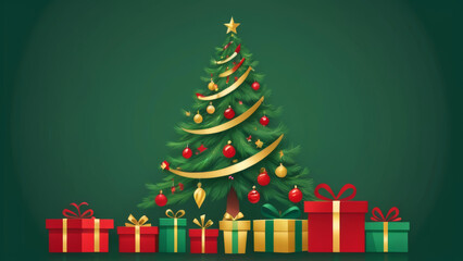 Matte Christmas background in red, green, and gold, traditional festive design