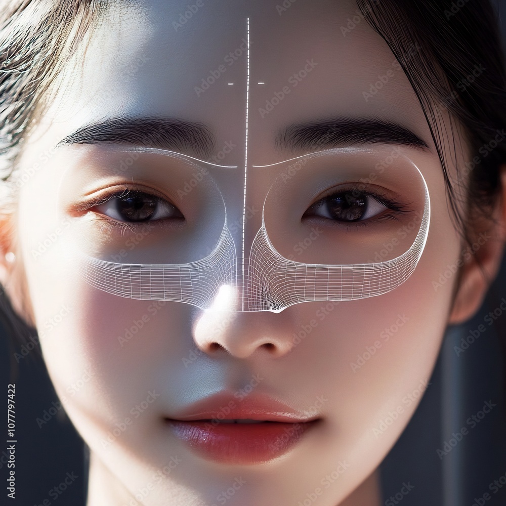 Poster unlocking smartphone with face id concept for secure facial recognition security