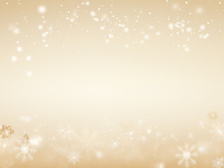 A neutral beige Christmas background with golden ornament