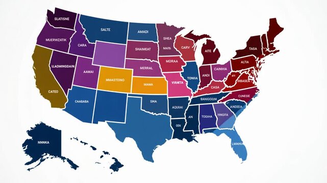 Animated Map of the Contiguous United States Highlighting Each State Generative AI