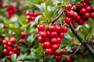 Bearberry hanging on a tree. Bearberry in the orchard