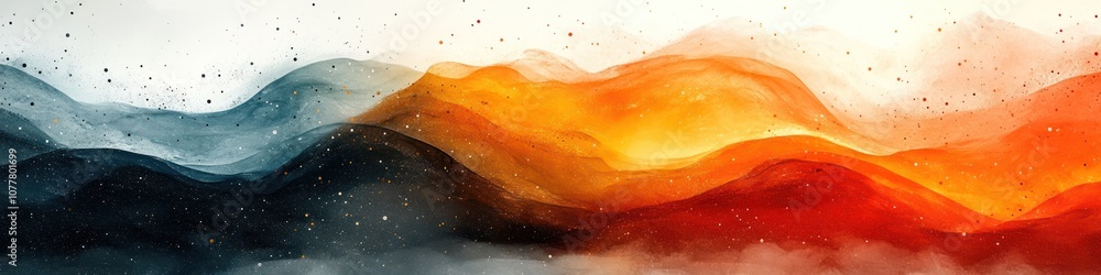 Poster abstract waves of color blending in warm and cool tones.