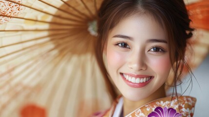 柔らかな春のコンセプトで美しさと優雅さを体現した日本人女性のエレガントなポートレート