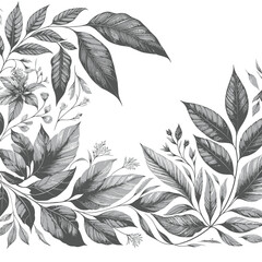 Botanical-themed border with intricate leaf and petal patterns, creating a natural, frame vector