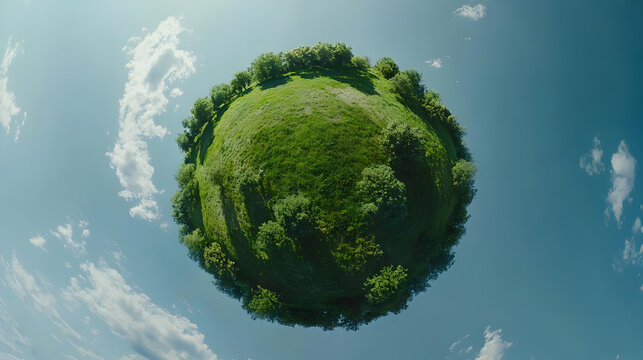Green Hill Tiny Planet Illustration
