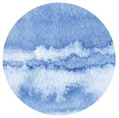 Blue Watercolor hand painted circles texture. Watercolour circle elements for design.