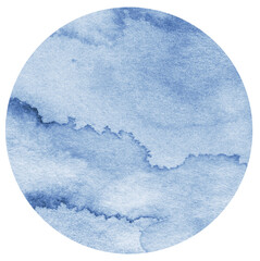 Blue Watercolor hand painted circles texture. Watercolour circle elements for design.