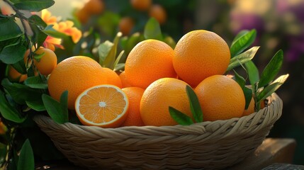 Basket Full of Juicy Oranges