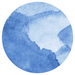 Blue Watercolor hand painted circles texture. Watercolour circle elements for design.