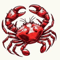 Illustration of a crab red crab on white background