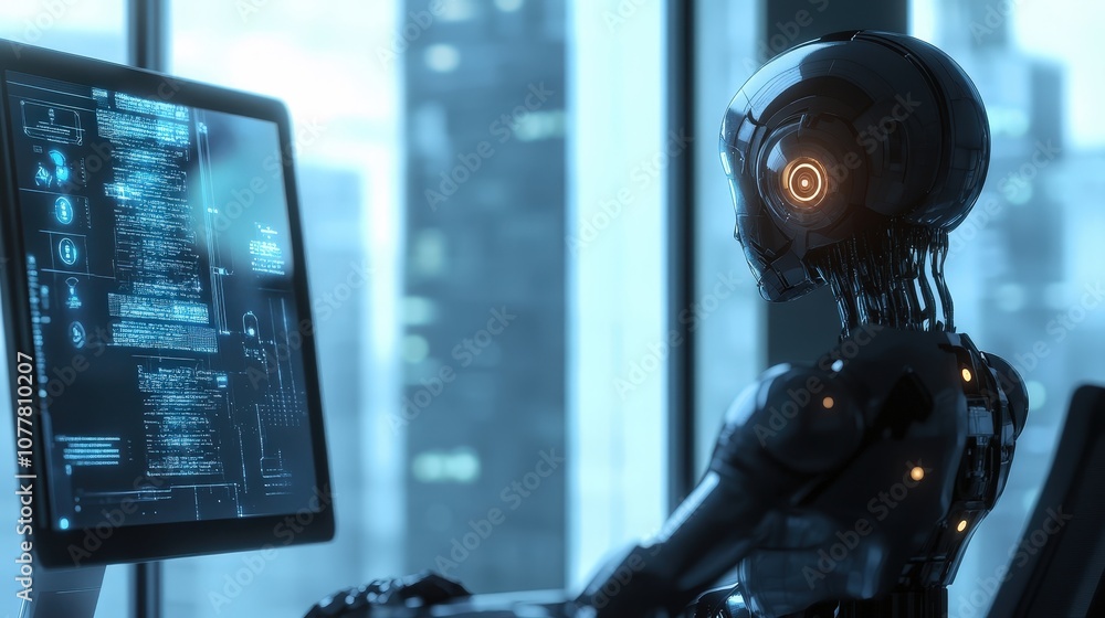 Poster an ai assistant automating repetitive tasks in an office environment, allowing employees to focus on