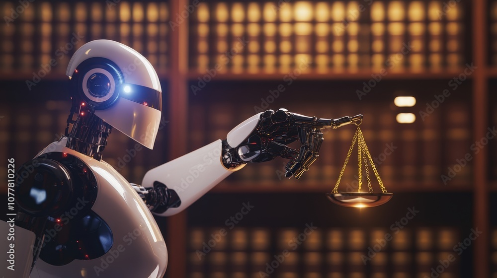 Poster an ai assistant helping a lawyer with case research, analyzing precedents and organizing documents, 