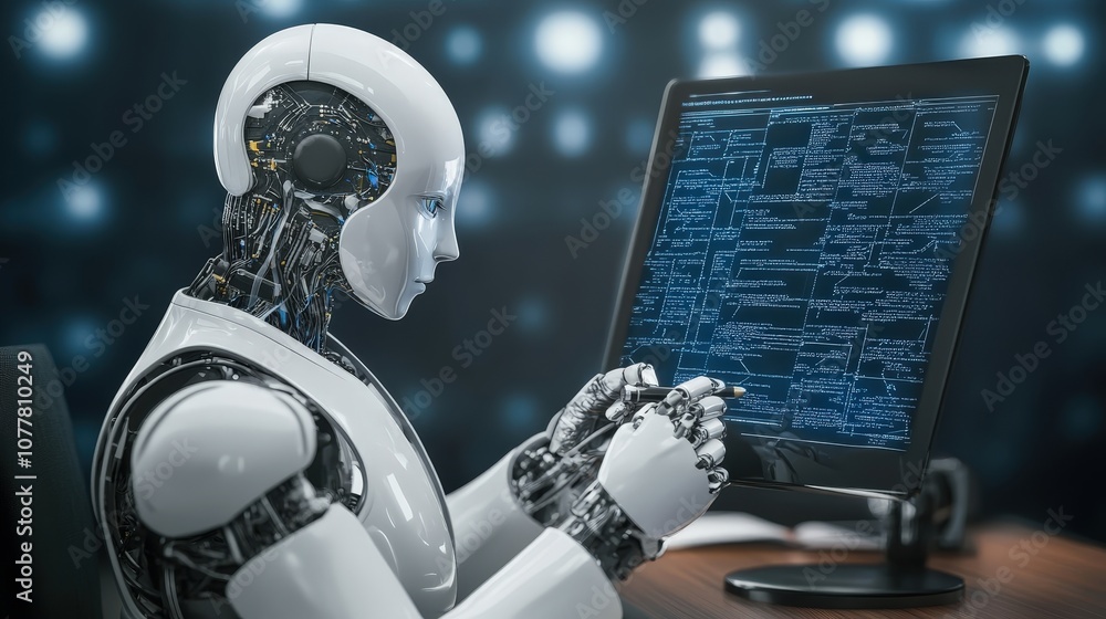 Poster an ai assistant helping a lawyer with case research, analyzing precedents and organizing documents, 