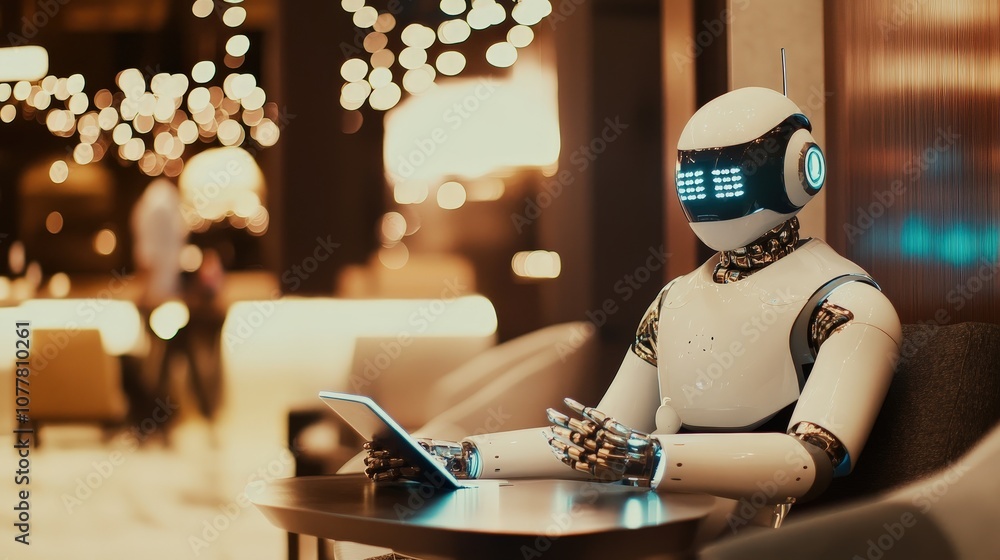 Poster an ai chatbot interacting with customers, handling inquiries and resolving common issues, freeing up