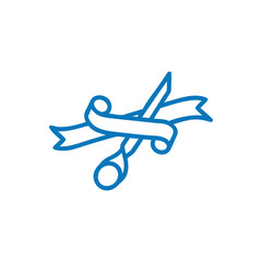 Scissors Cutting A Ribbon Icon