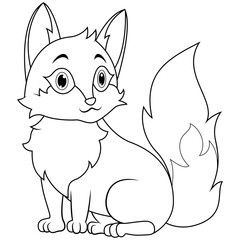 Cute cartoon fox line art