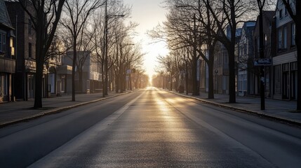 An empty street bathed in morning light, symbolizing the peacefulness and optimism of starting a fresh journey.