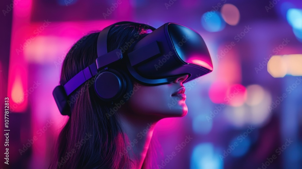 Poster an immersive vr headset with precision sensors and a high-quality build, displayed on a transparent 