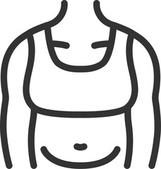 肥満女性の体のアイコン（線画）のイラスト