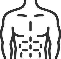 シックスパックの男性の体のアイコン（線画）のイラスト